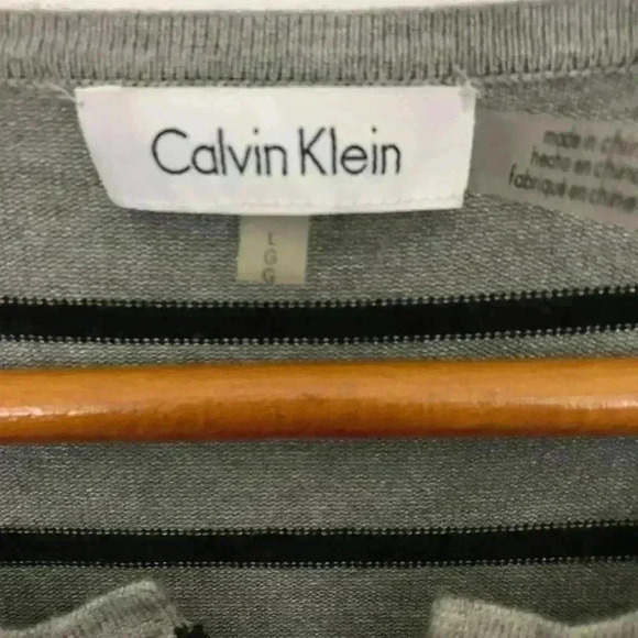 Calvin Klein Women Black Gray Lace-Up Large Blouse - Picture 4 of 5